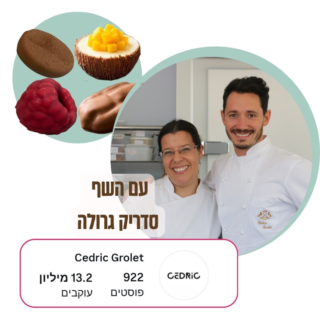 ניצן סלומון עם השף סדריק גרולה, ממציא קינוחי הפירות, בסדנת אומן בפריז